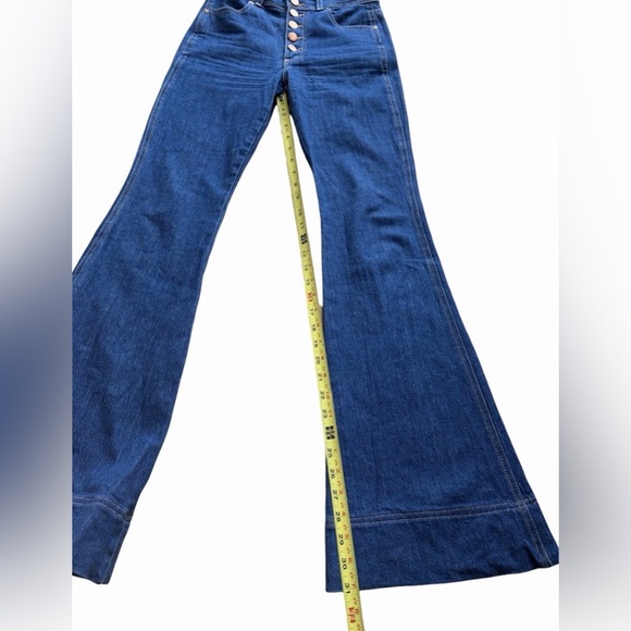 AO.LA  Alice And Olivia Good High Waist Flare Wide Leg Exposed Button, Size 25 - Picture 6 of 9